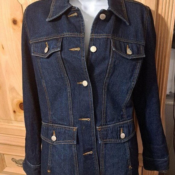 Isaac Mizrahi Womens Blue Denim Button up Jacket Size Medium - Picture 3 of 7